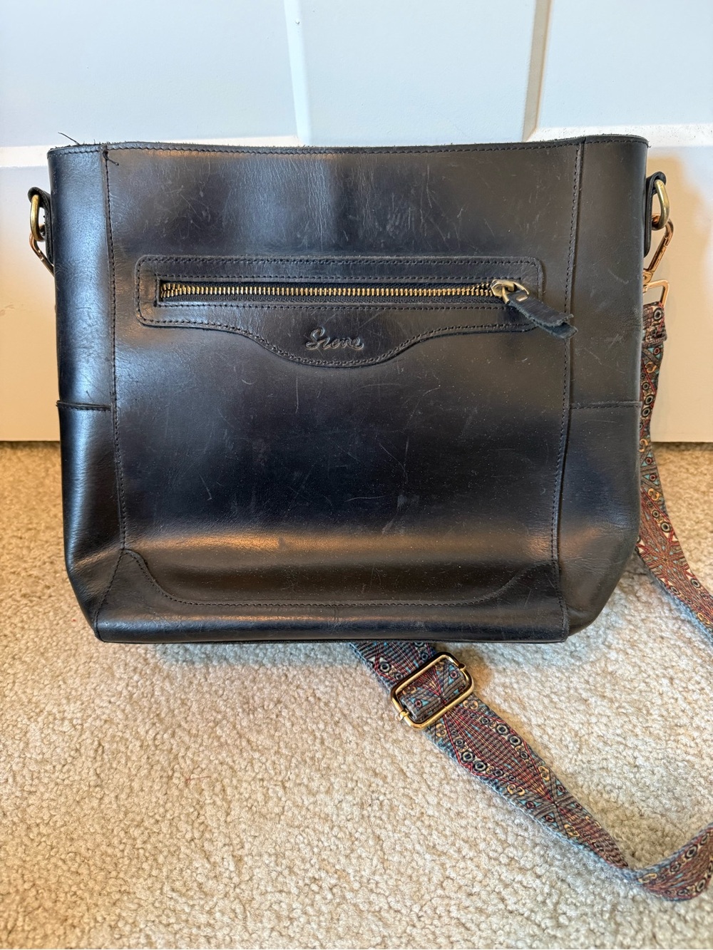 Black Leather Crossbody Bag